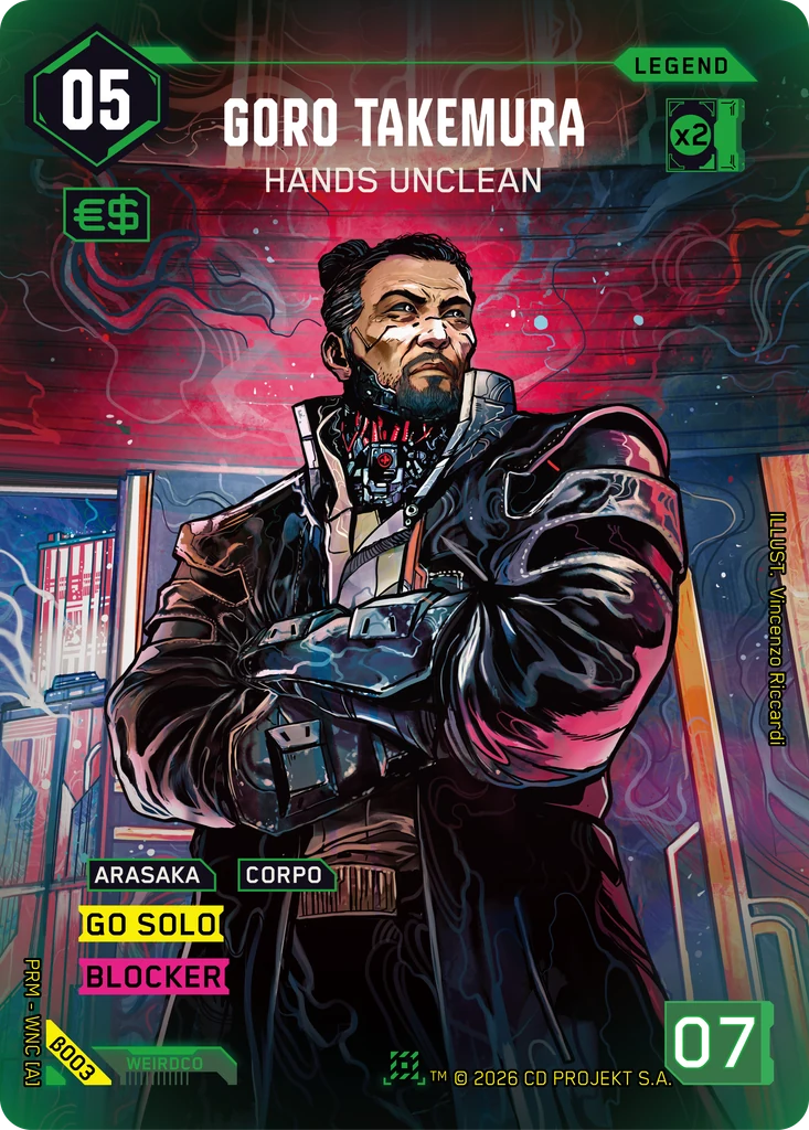 Goro Takemura, Hands Unclean β003 Foil Cyberpunk TCG card