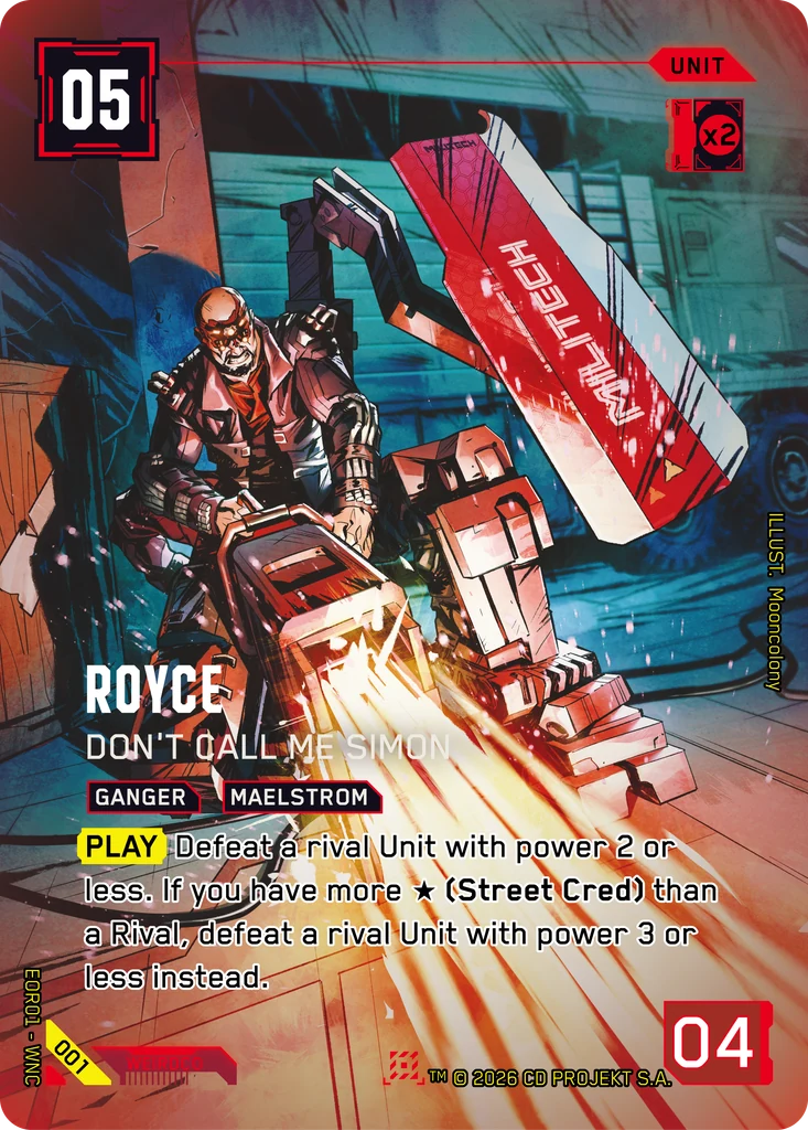 Royce, Don't Call Me Simon 001 Foil Cyberpunk TCG card