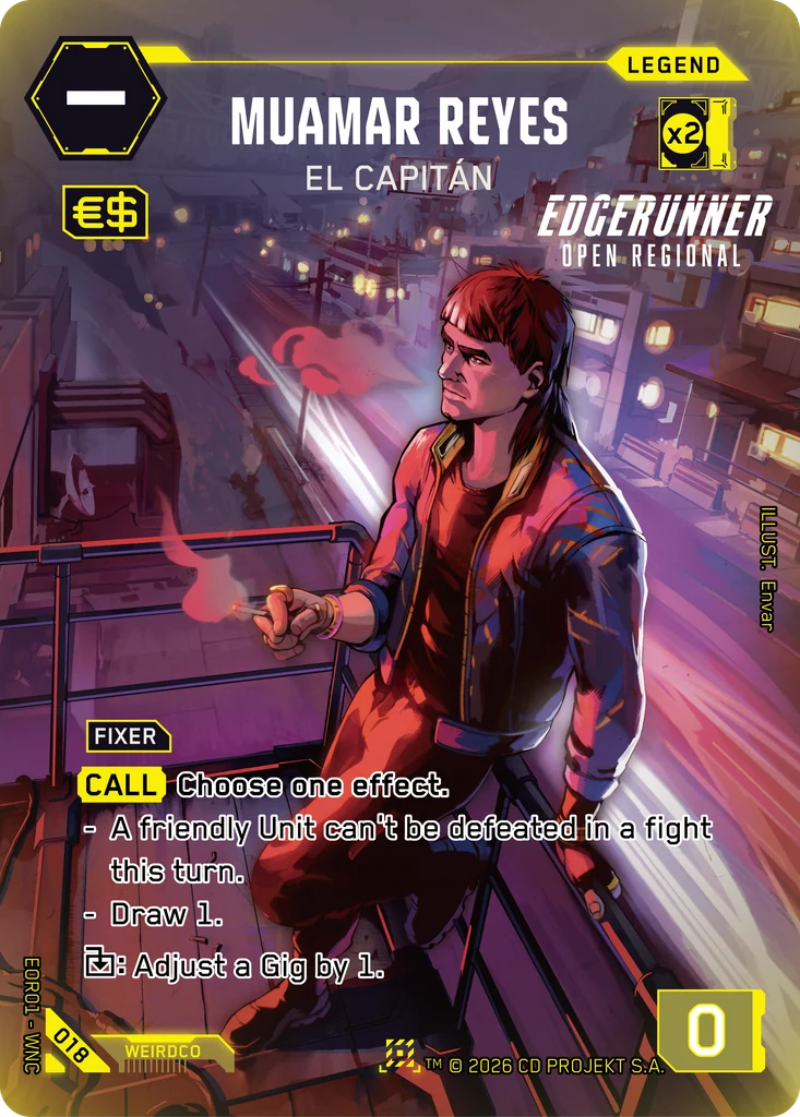 Muamar Reyes, El Capitán 018 Foil Cyberpunk TCG card