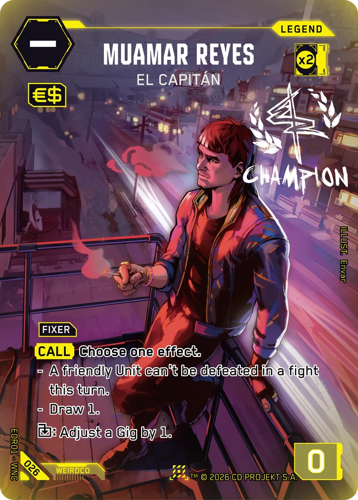 Muamar Reyes, El Capitán 026 Foil Cyberpunk TCG card