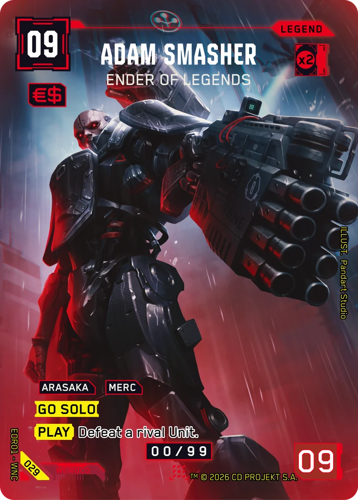 Adam Smasher, Ender of Legends 029 Foil Cyberpunk TCG card