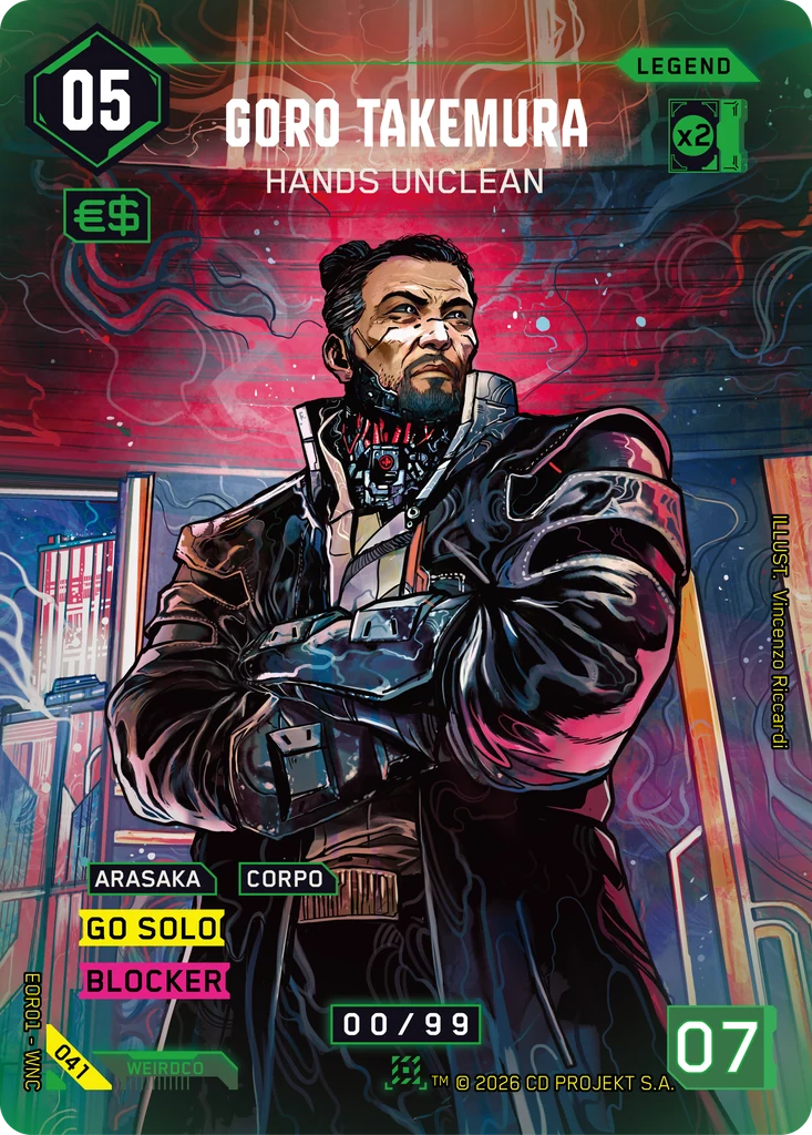 Goro Takemura, Hands Unclean 041 Foil Cyberpunk TCG card