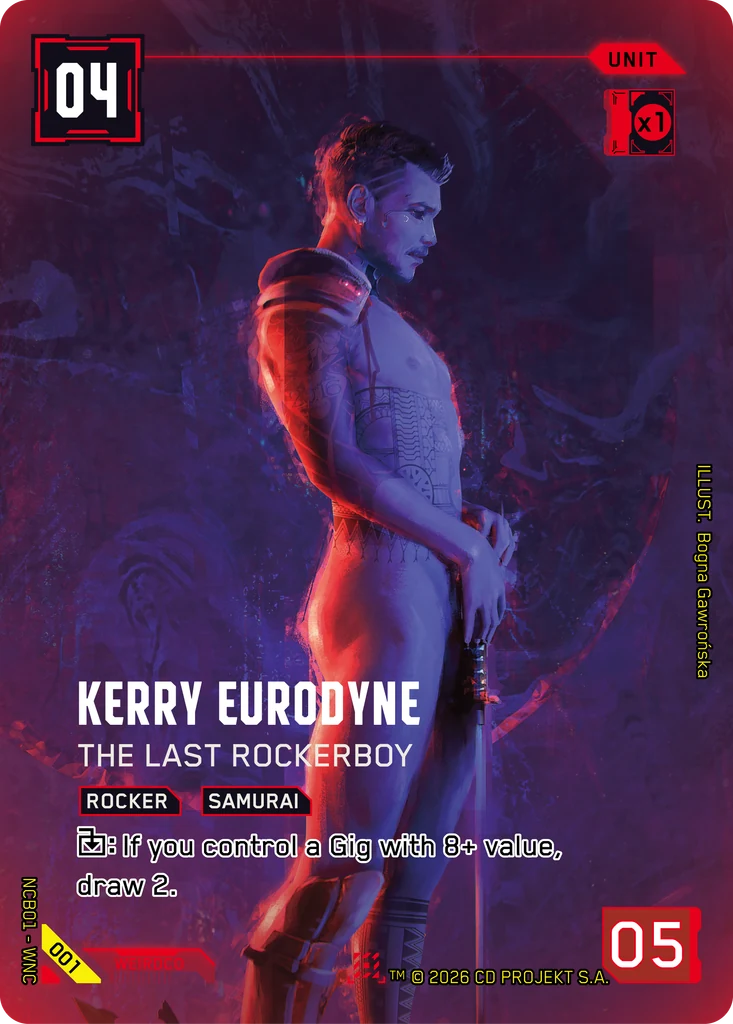 Kerry Eurodyne, The Last Rockerboy 001 Foil Cyberpunk TCG card