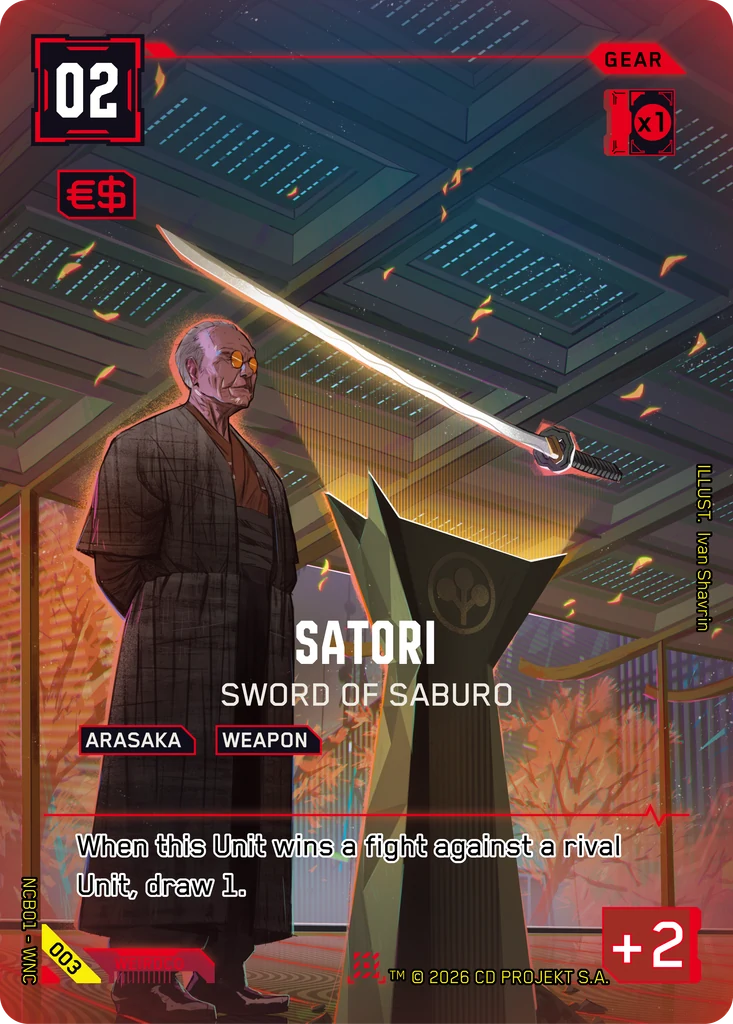 Satori, Sword of Saburo 003 Foil Cyberpunk TCG card