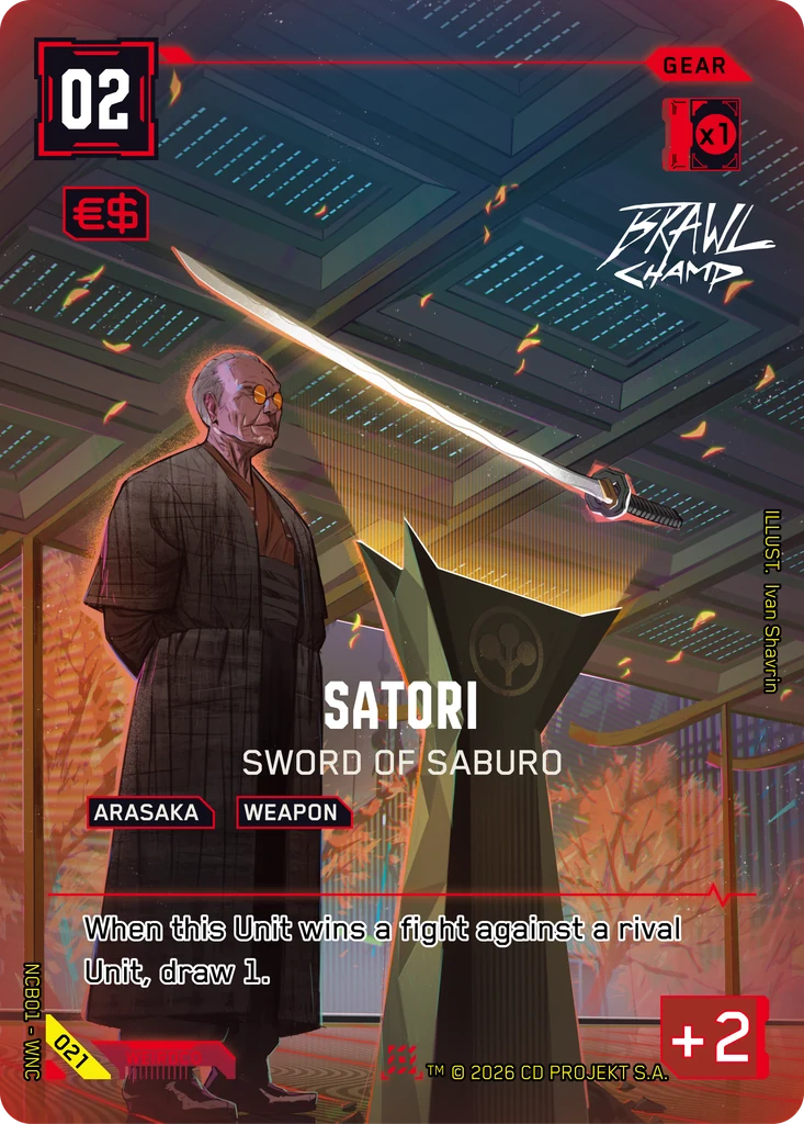 Satori, Sword of Saburo 021 Foil Cyberpunk TCG card