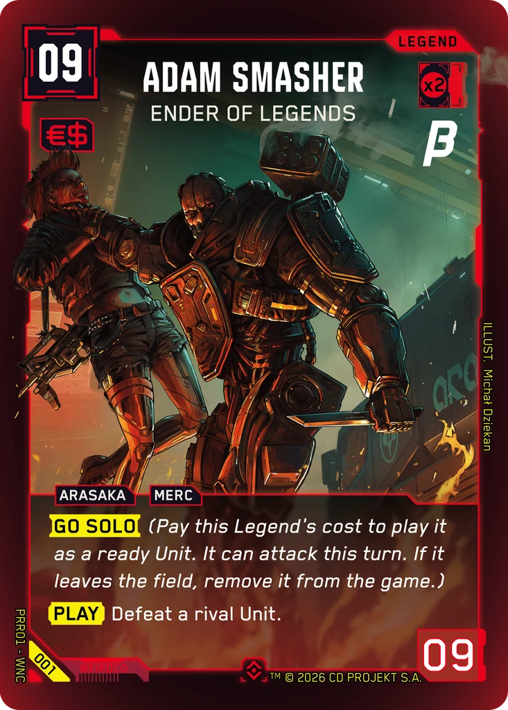 Adam Smasher, Ender of Legends 001 Foil Cyberpunk TCG card
