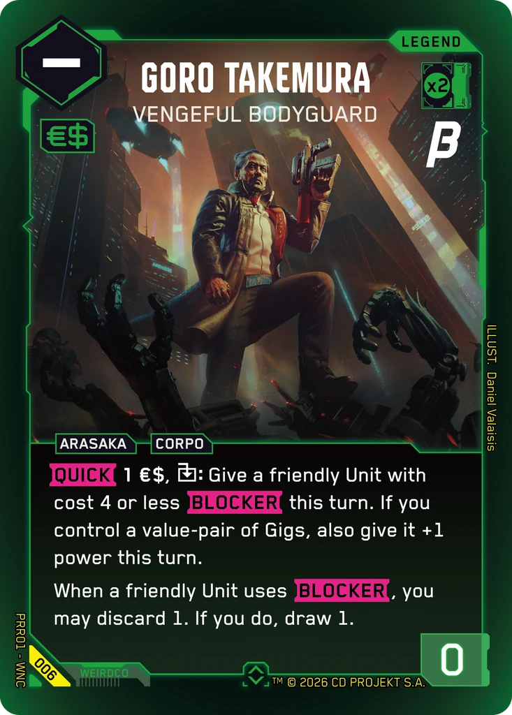 Goro Takemura, Vengeful Bodyguard 006 Foil Cyberpunk TCG card
