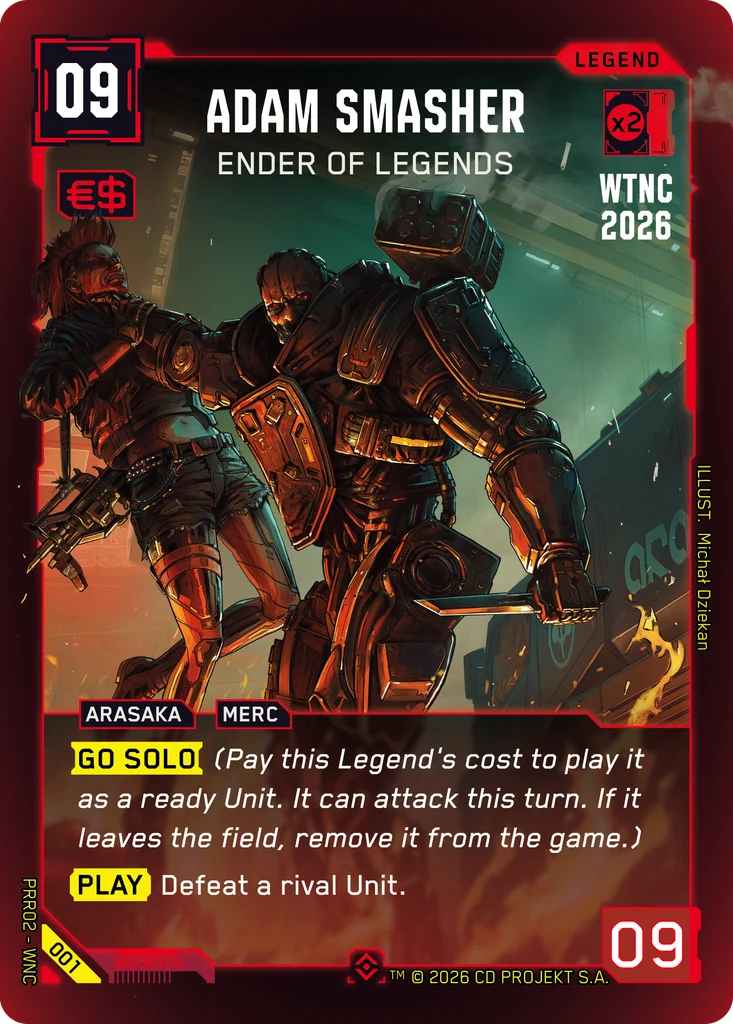 Adam Smasher, Ender of Legends 001 Foil Cyberpunk TCG card