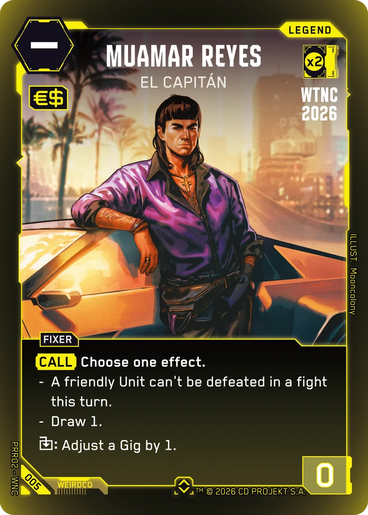 Muamar Reyes, El Capitán 005 Foil Cyberpunk TCG card