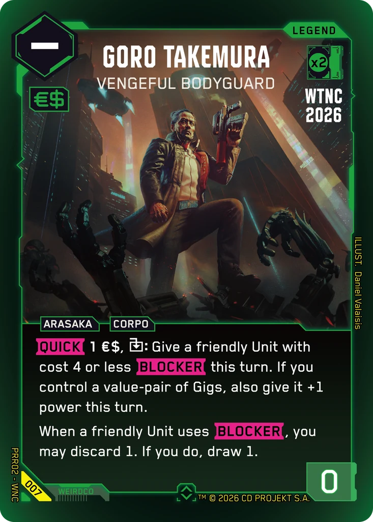 Goro Takemura, Vengeful Bodyguard 007 Foil Cyberpunk TCG card