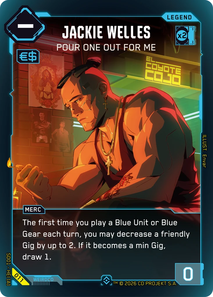 Jackie Welles, Pour One Out For Me 011 Foil Cyberpunk TCG card