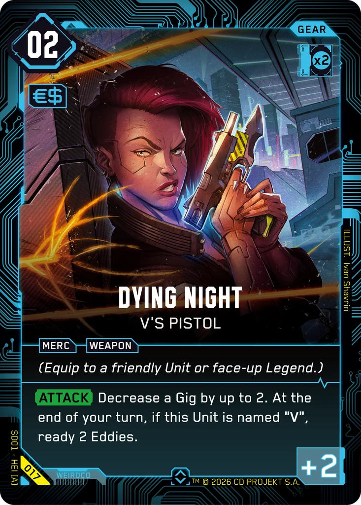 Dying Night, V's Pistol 017 Foil Cyberpunk TCG card