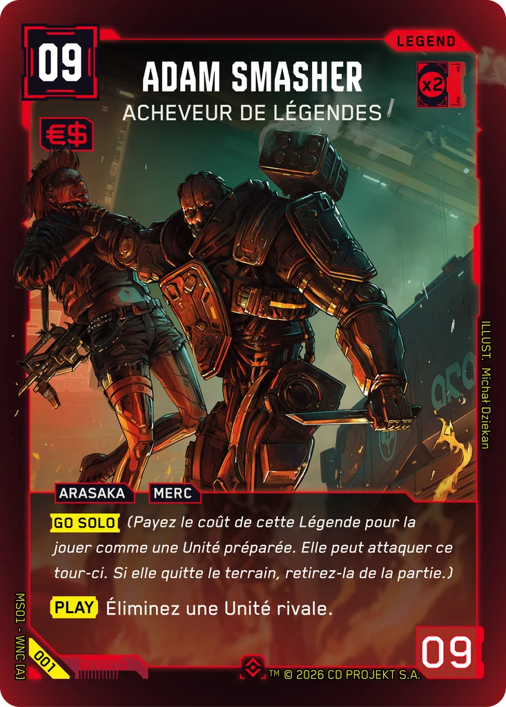 Adam Smasher, Ender of Legends 001 Foil Cyberpunk TCG card