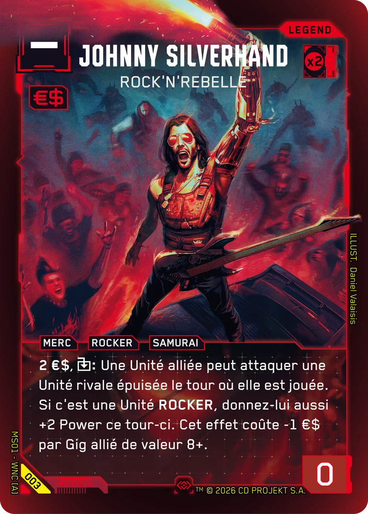 Johnny Silverhand, Rocking Renegade 003 Foil Cyberpunk TCG card