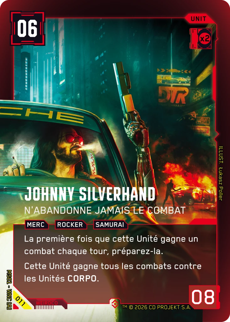Johnny Silverhand, Never Stop Fighting 011 Foil Cyberpunk TCG card
