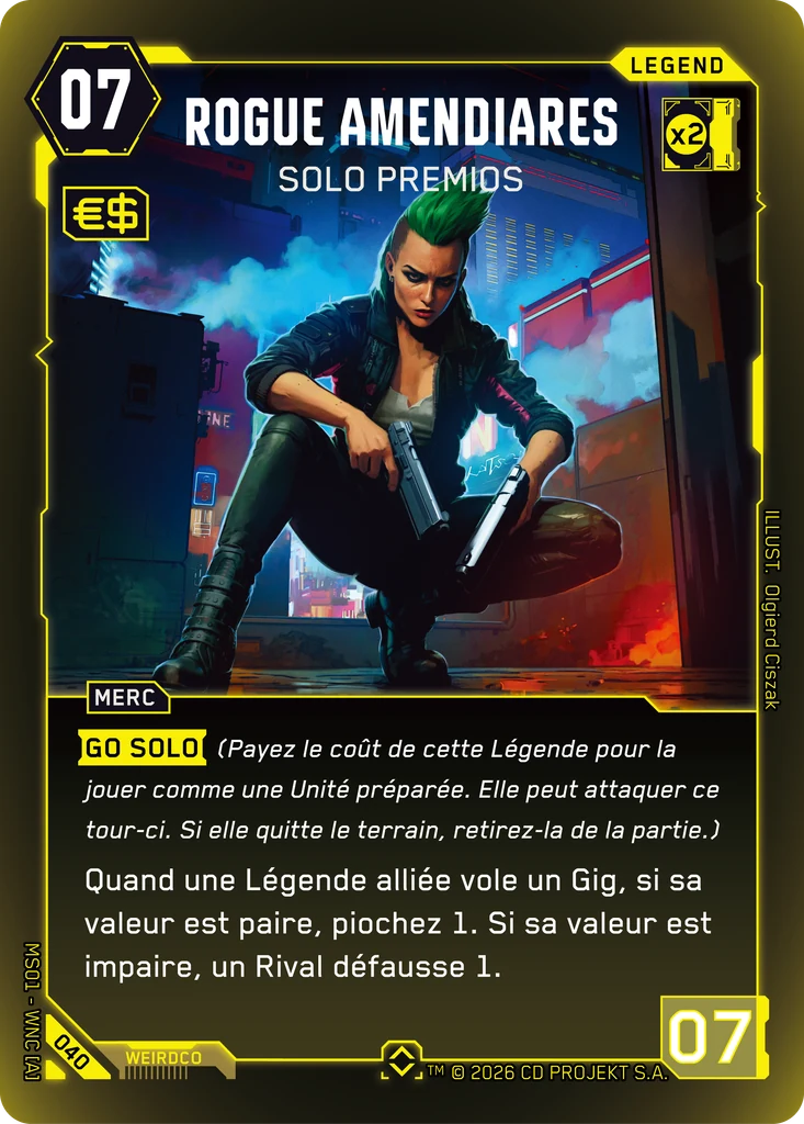 Rogue Amendiares, Preem Solo 040 Foil Cyberpunk TCG card