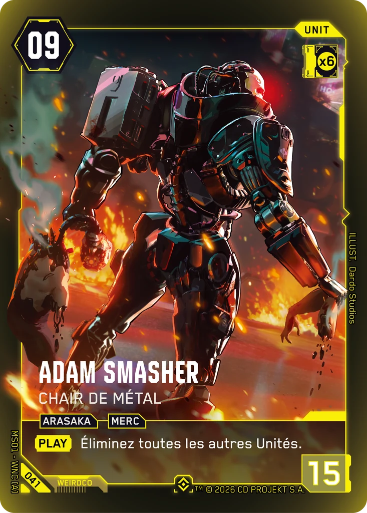 Adam Smasher, Metal Over Meat 041 Foil Cyberpunk TCG card
