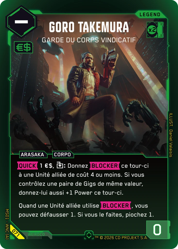 Goro Takemura, Vengeful Bodyguard 071 Foil Cyberpunk TCG card