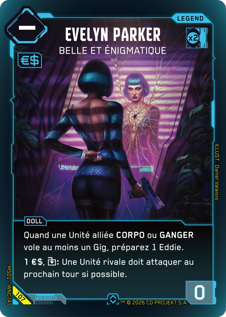 Evelyn Parker, Beautiful Enigma 107 Foil Cyberpunk TCG card