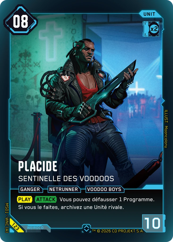Placide, Voodoo Sentinel 123 Foil Cyberpunk TCG card