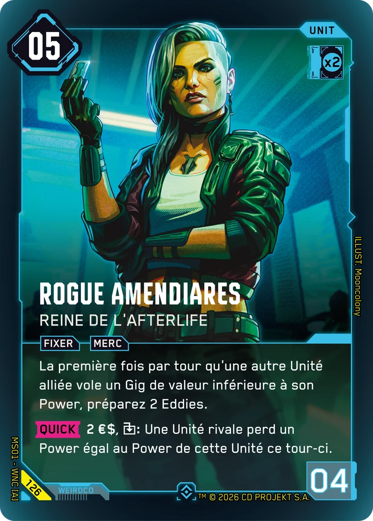 Rogue Amendiares, Queen of the Afterlife 126 Foil Cyberpunk TCG card