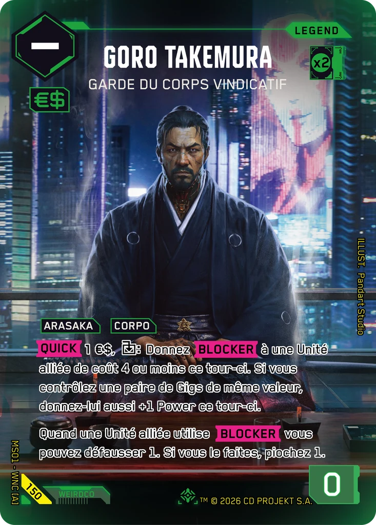 Goro Takemura, Vengeful Bodyguard 150 Foil Cyberpunk TCG card