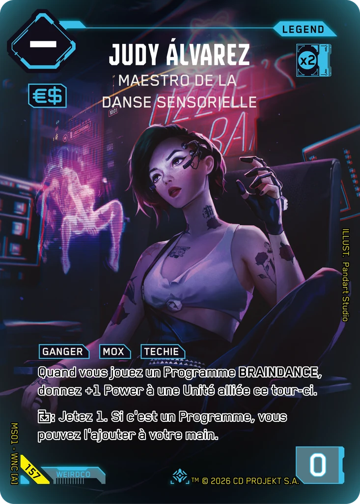 Judy Álvarez, Braindance Maestro 157 Foil Cyberpunk TCG card