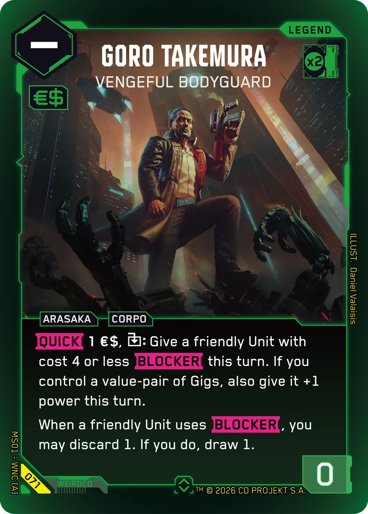 Goro Takemura, Vengeful Bodyguard 071 Foil Cyberpunk TCG card