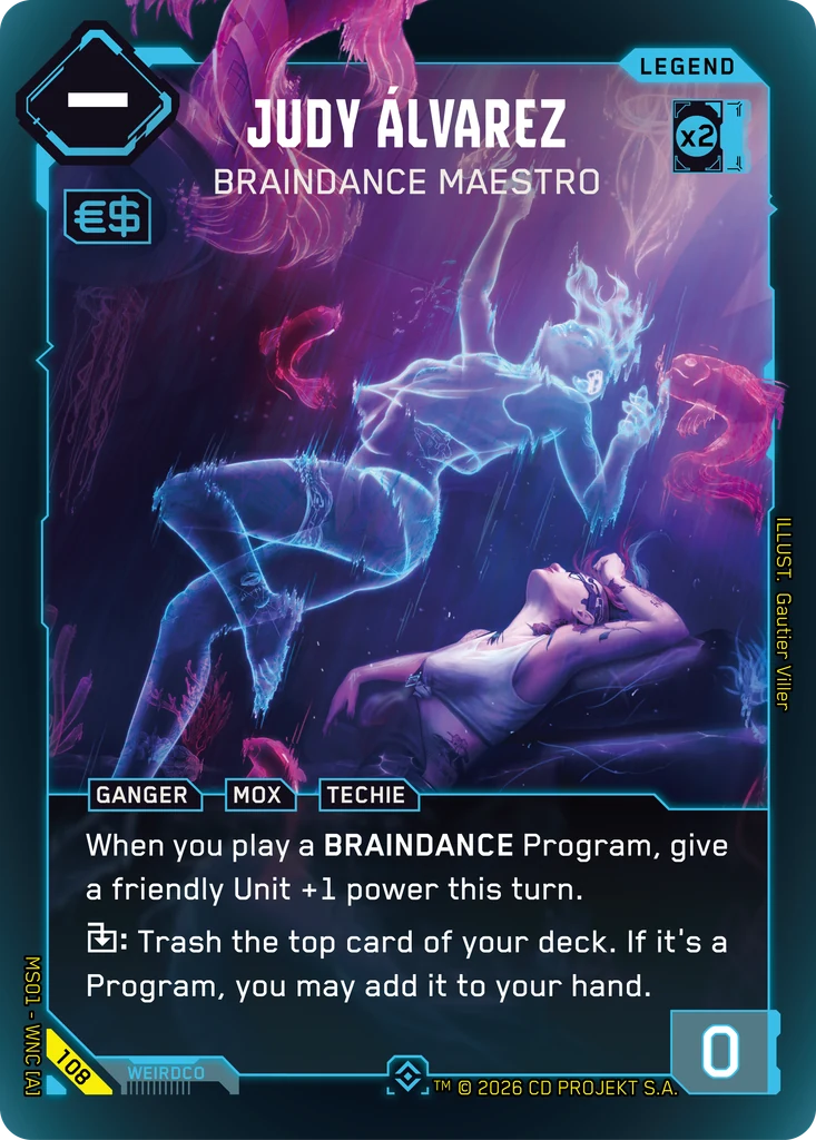 Judy Álvarez, Braindance Maestro 108 Foil Cyberpunk TCG card