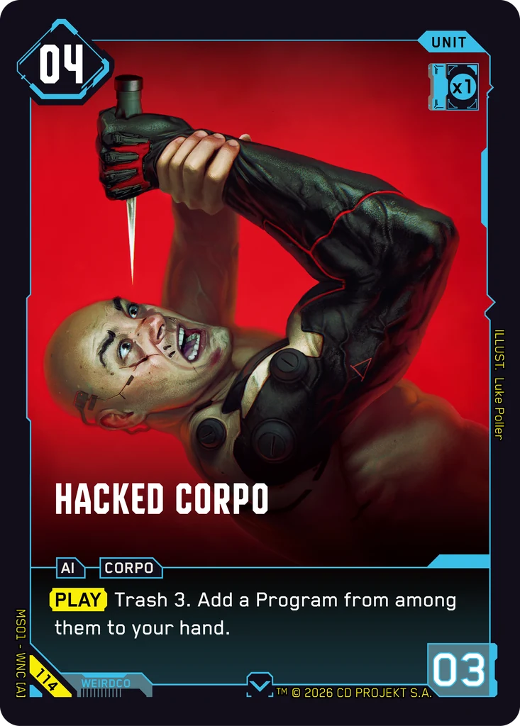 Hacked Corpo 114 Normal Cyberpunk TCG card