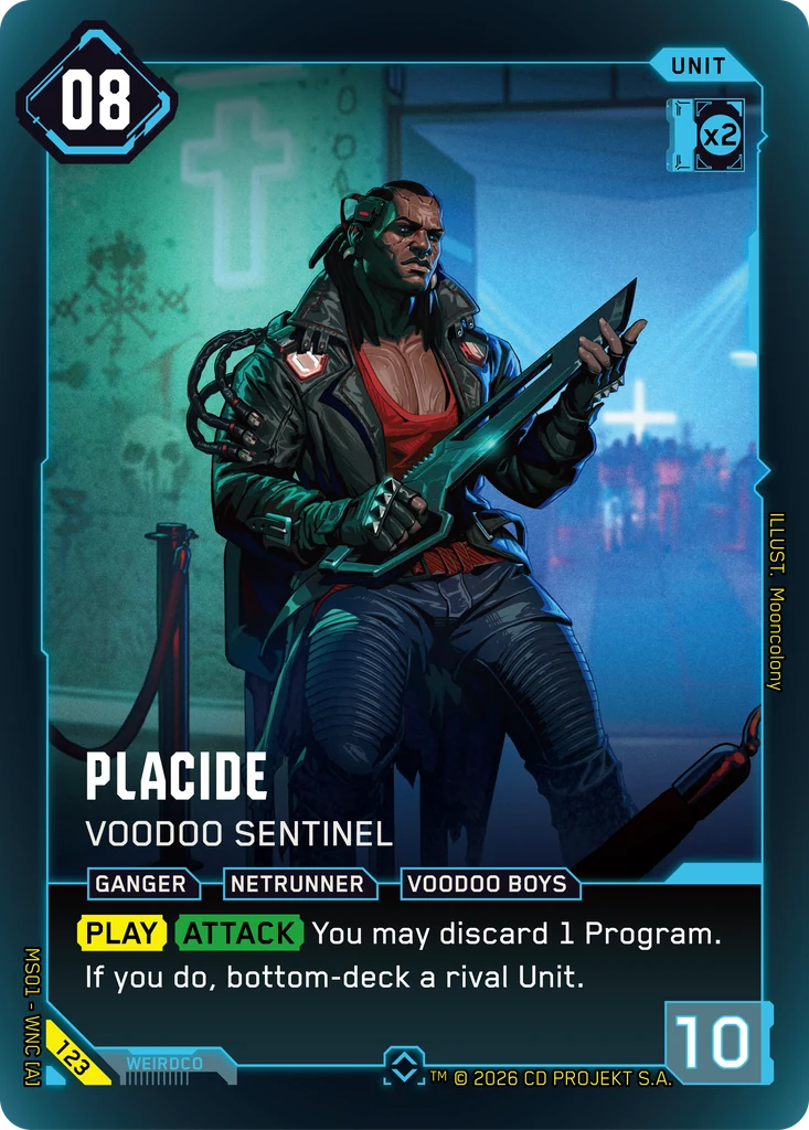 Placide, Voodoo Sentinel 123 Foil Cyberpunk TCG card