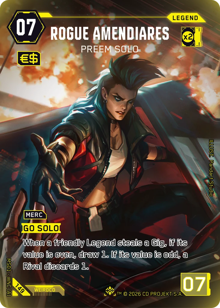 Rogue Amendiares, Preem Solo 149 Foil Cyberpunk TCG card