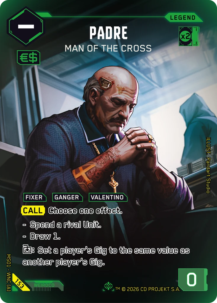 Padre, Man of the Cross 153 Foil Cyberpunk TCG card
