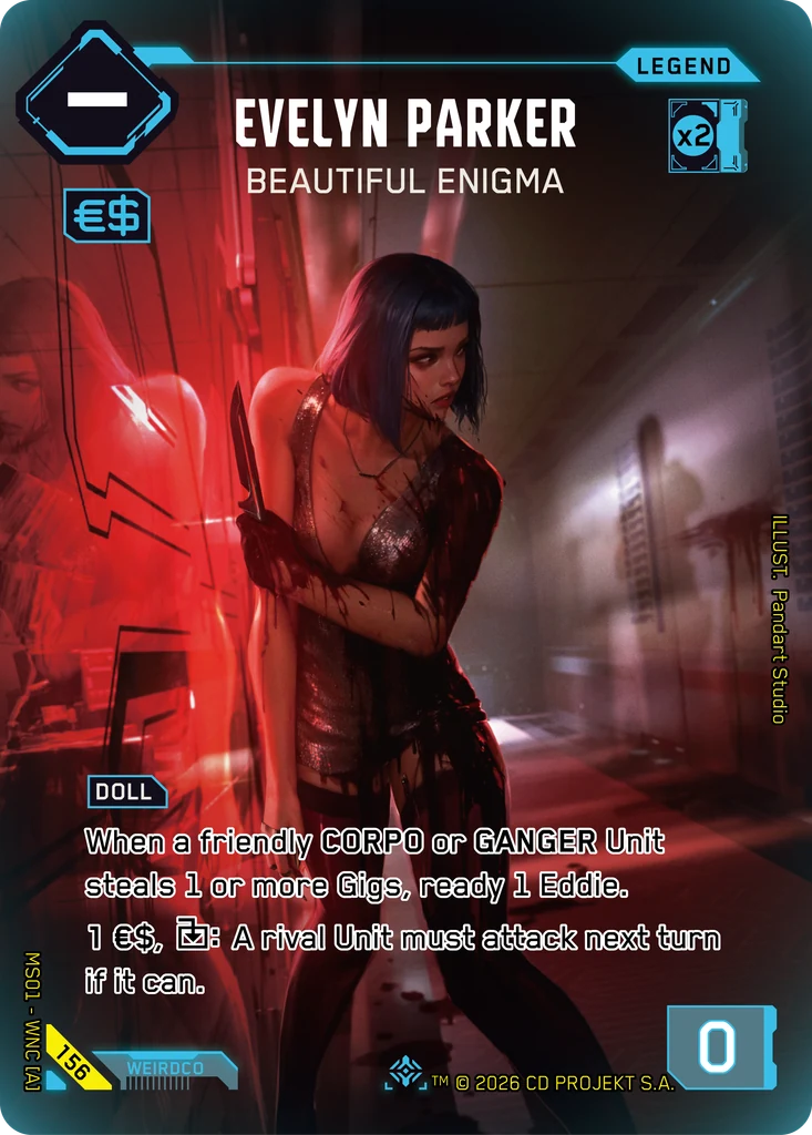 Evelyn Parker, Beautiful Enigma 156 Foil Cyberpunk TCG card