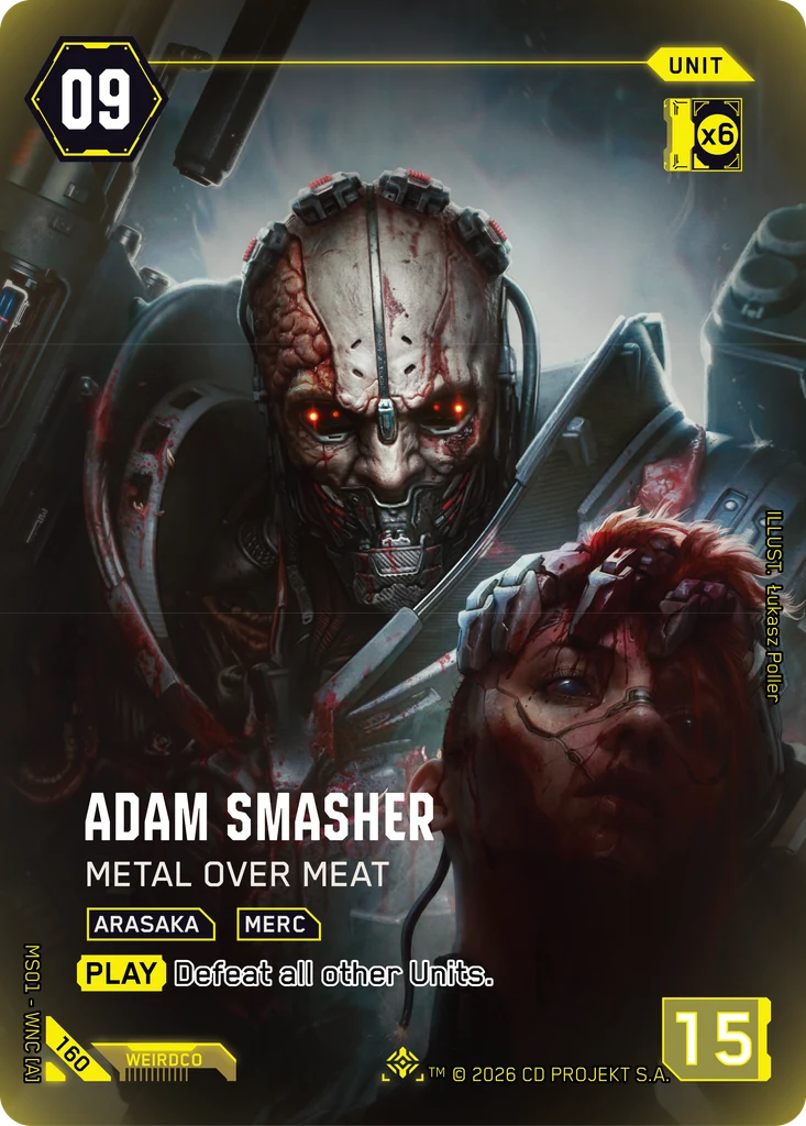 Adam Smasher, Metal Over Meat 160 Foil Cyberpunk TCG card