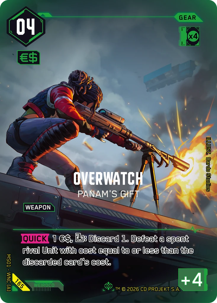 Overwatch, Panam's Gift 165 Foil Cyberpunk TCG card