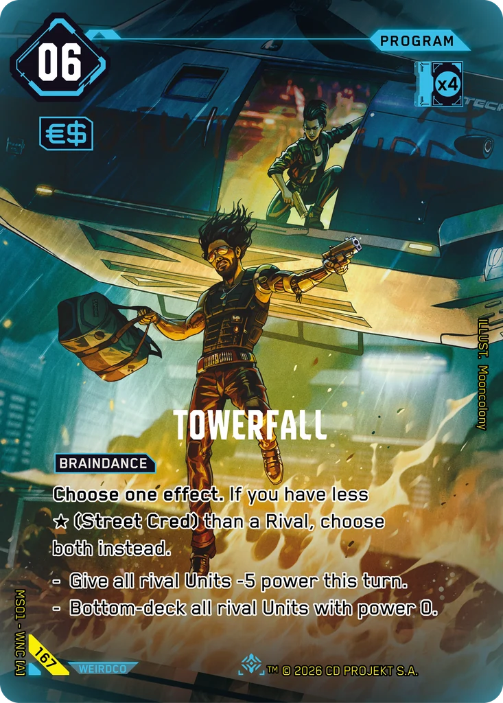 Towerfall 167 Foil Cyberpunk TCG card