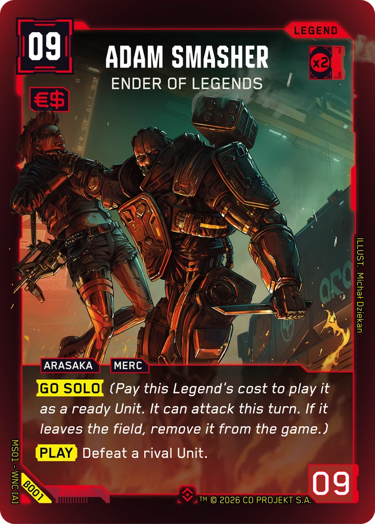 Adam Smasher, Ender of Legends β001 Foil Cyberpunk TCG card