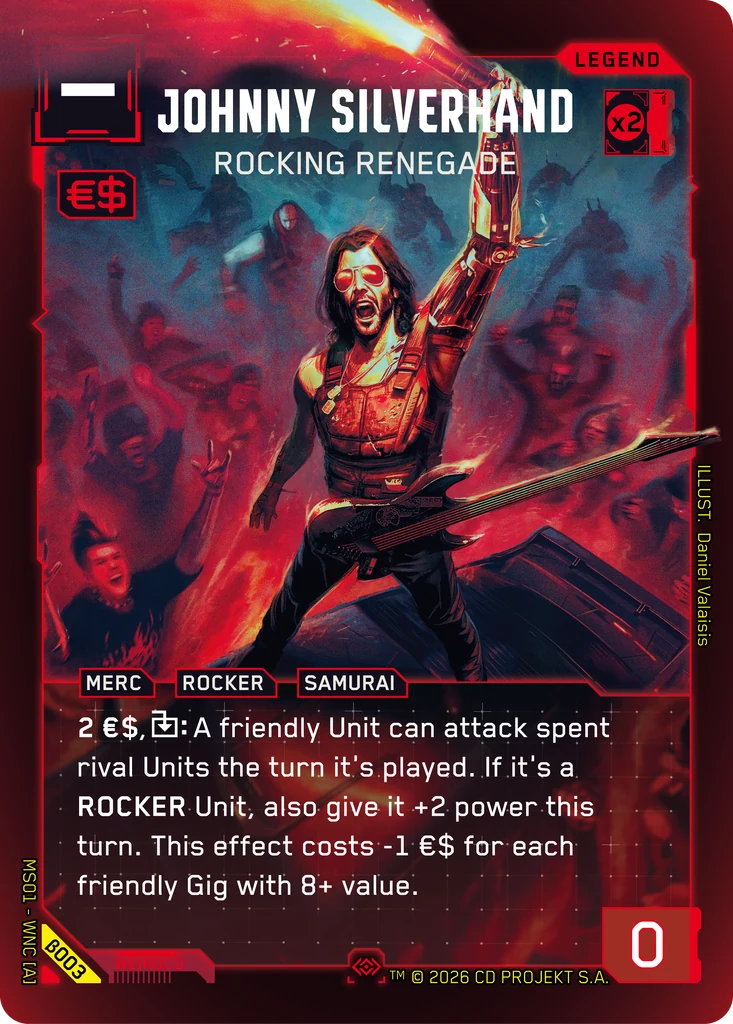 Johnny Silverhand, Rocking Renegade β003 Foil Cyberpunk TCG card