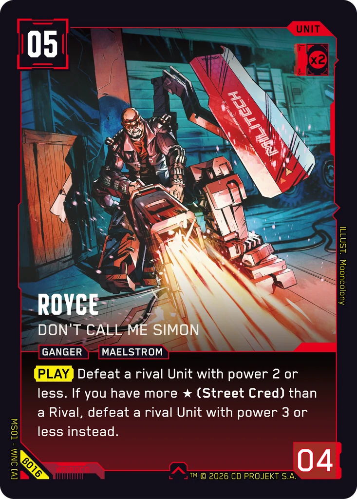 Royce, Don't Call Me Simon β016 Normal Cyberpunk TCG card