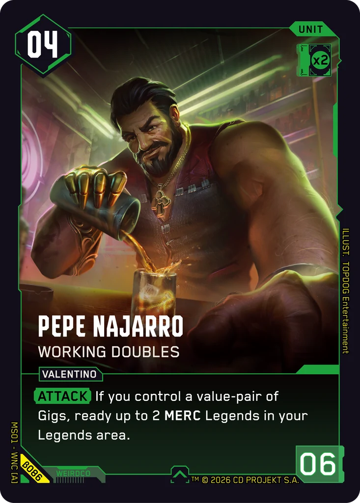 Pepe Najarro, Working Doubles β086 Normal Cyberpunk TCG card
