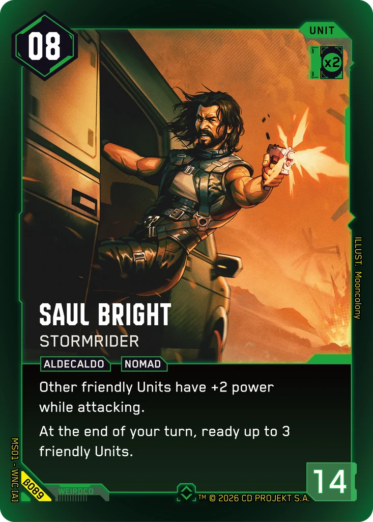 Saul Bright, Stormrider β089 Foil Cyberpunk TCG card