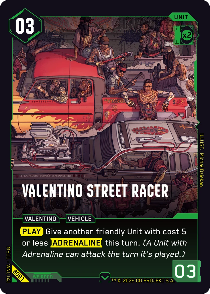 Valentino Street Racer β091 Normal Cyberpunk TCG card