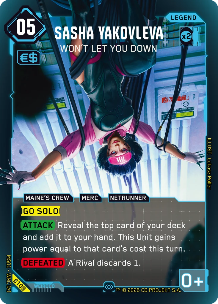 Sasha Yakovleva, Won't Let You Down β109 Foil Cyberpunk TCG card
