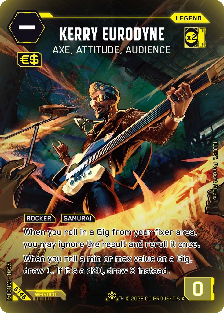 Kerry Eurodyne, Axe, Attitude, Audience β146 Foil Cyberpunk TCG card