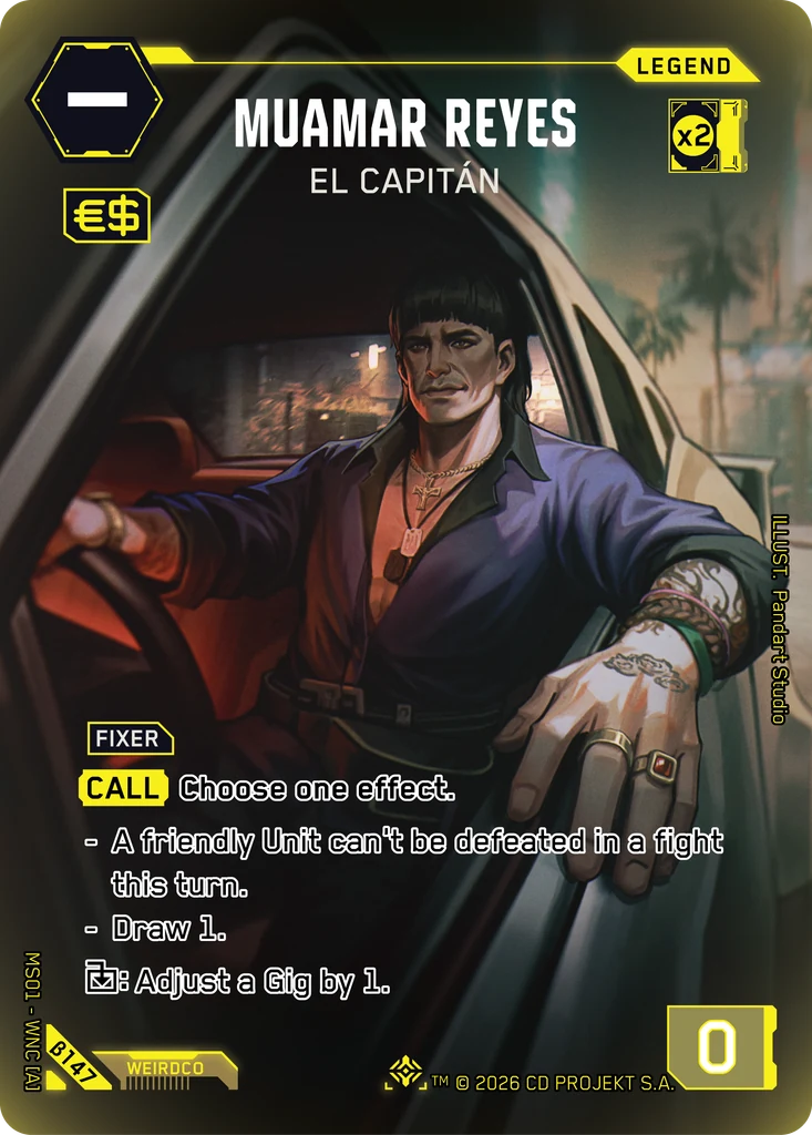 Muamar Reyes, El Capitán β147 Foil Cyberpunk TCG card