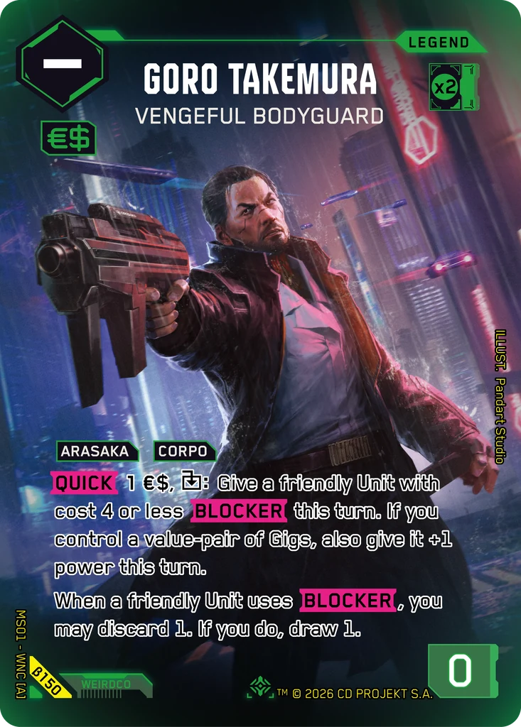 Goro Takemura, Vengeful Bodyguard β150 Foil Cyberpunk TCG card