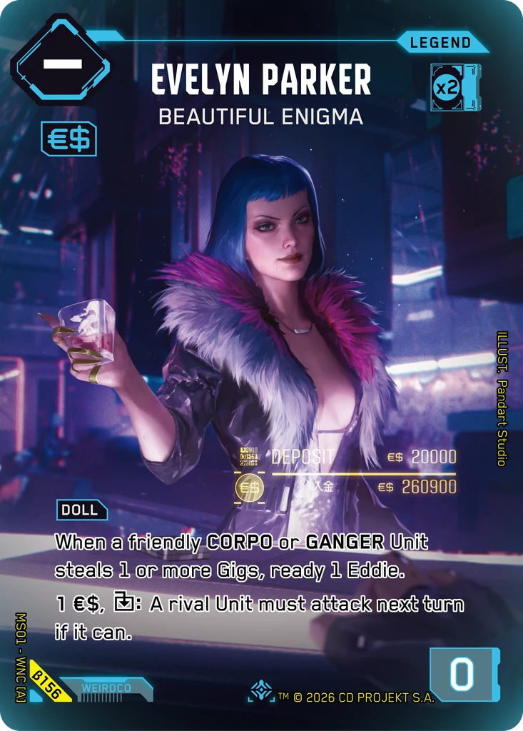 Evelyn Parker, Beautiful Enigma β156 Foil Cyberpunk TCG card