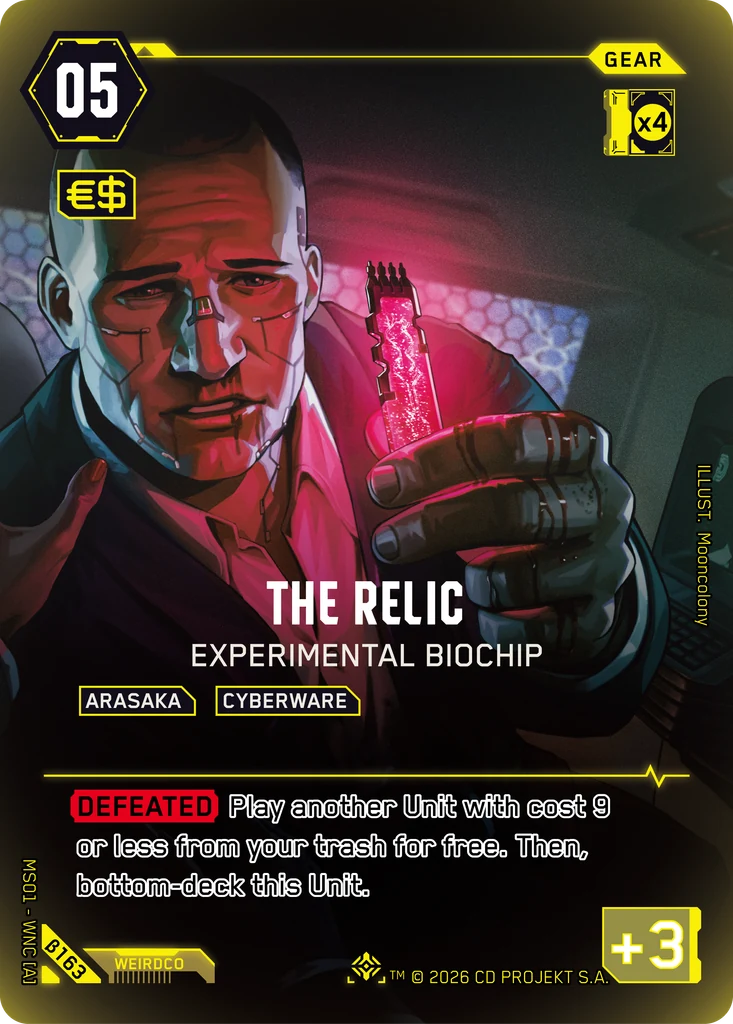 The Relic, Experimental Biochip β163 Foil Cyberpunk TCG card