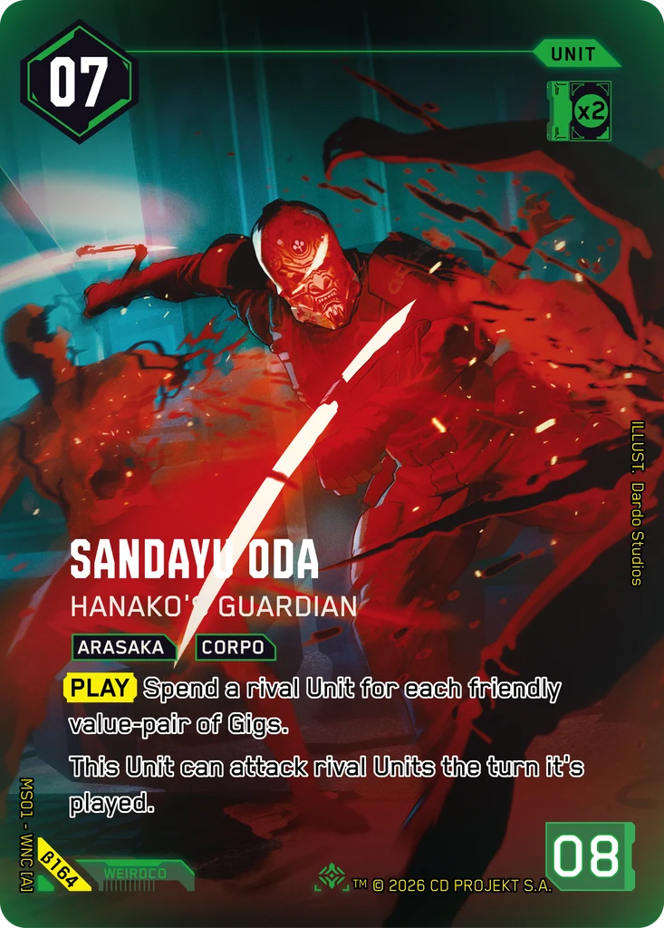Sandayu Oda, Hanako's Guardian β164 Foil Cyberpunk TCG card
